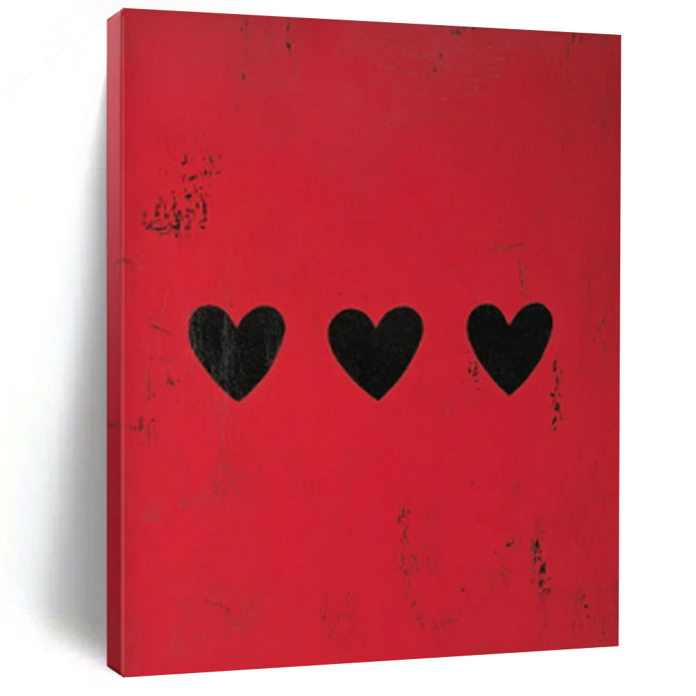 “Red - Black Heart Abstract” ,Abstract Minimalist Acrylic Art CT0950