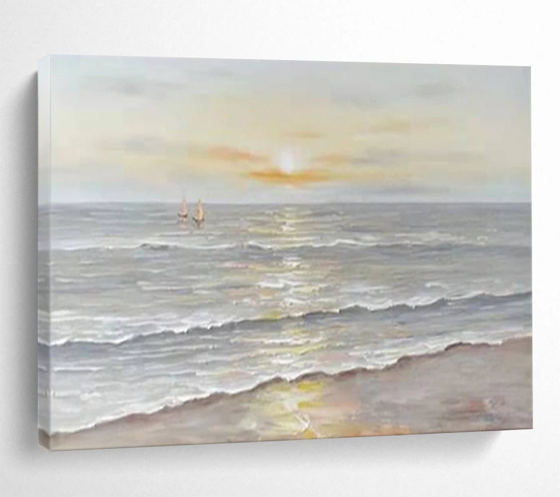 Serene Sea Sunset - Impressionist Seascape Painting On Canvas DLZ249