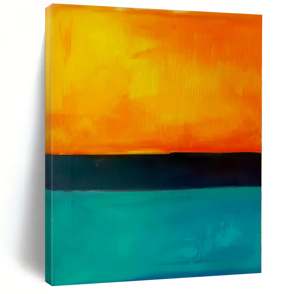 “Sunset Hues (Orange - Teal - Black)” – Color Field Painting CT1187