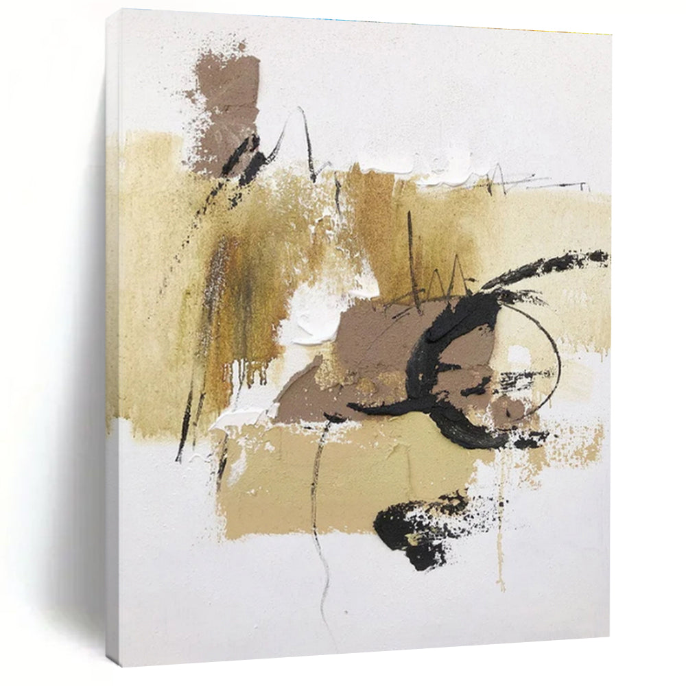 “Beige - Brown - Black Expressive Strokes” ,Abstract Acrylic Painting CT0797