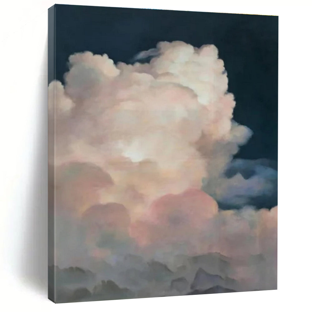 Pink & Purple Clouds, Dark Background - "Dreamy Cloudscape" - Impressionistic Oil Painting CT1449