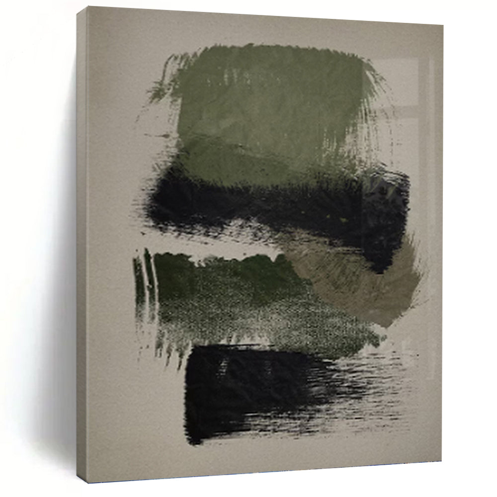 Olive and Black Abstract Strokes - Abstract Expressionist Painting On Canvas DKH1358