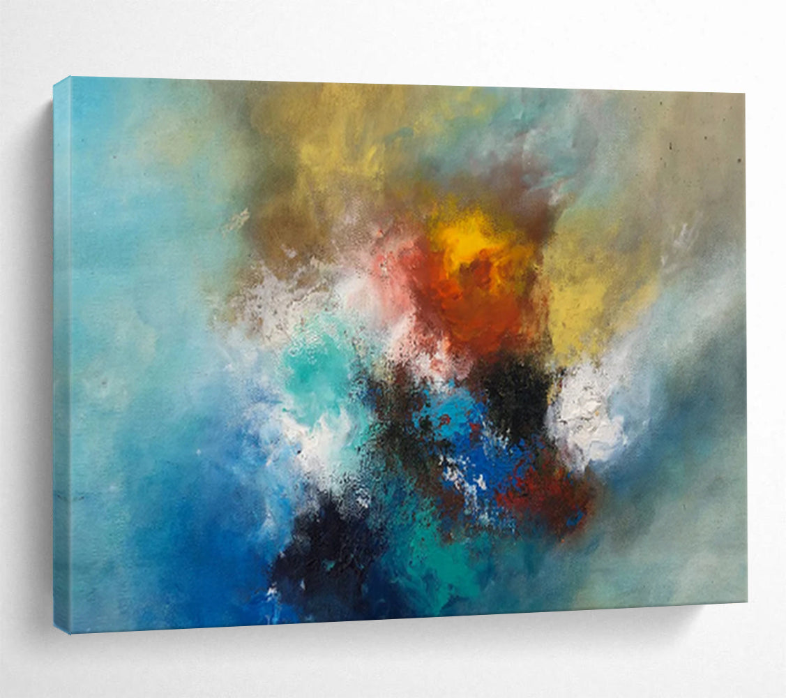 “Vibrant Color Fusion - Swirling Blues, Yellows, and Reds” Painting On Canvas DKH002