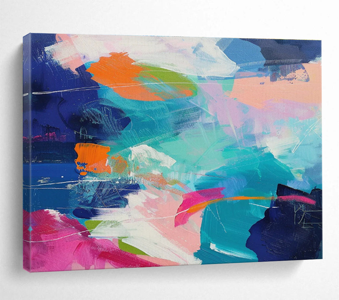 “Colorful Abstract Fusion” Abstract Acrylic Painting On Canvas DKH489
