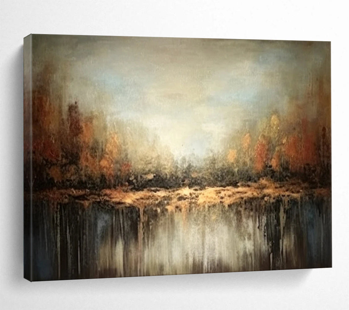 “Autumn Forest Reflection” Abstract Landscape Painting On Canvas DLZ060
