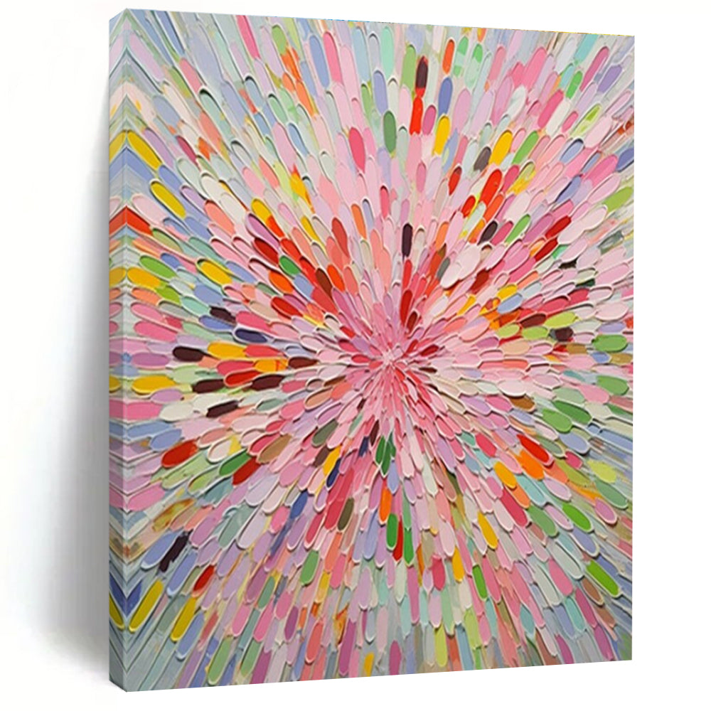 “Colorful Petals, Radial Arrangement” - “Blossom Burst”,Abstract Floral - Inspired Mixed - Media Art CT0693