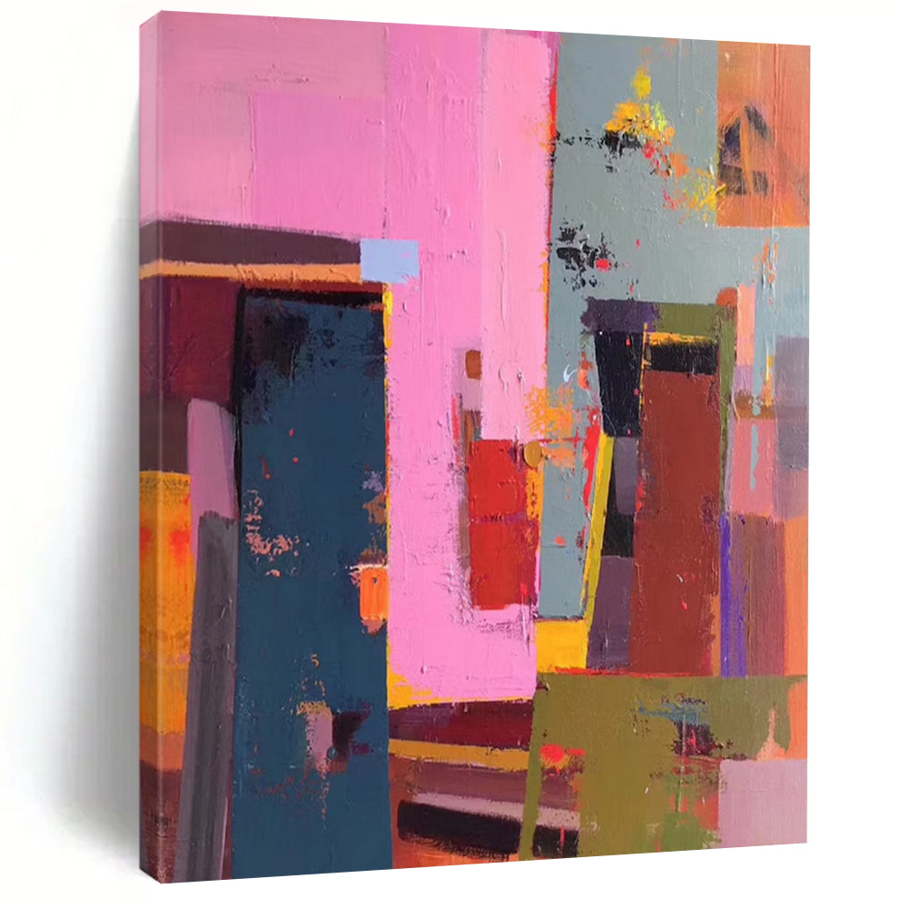 “Vibrant Cubist Blocks” - Abstract Cubist - Style Painting On Canvas DTP050