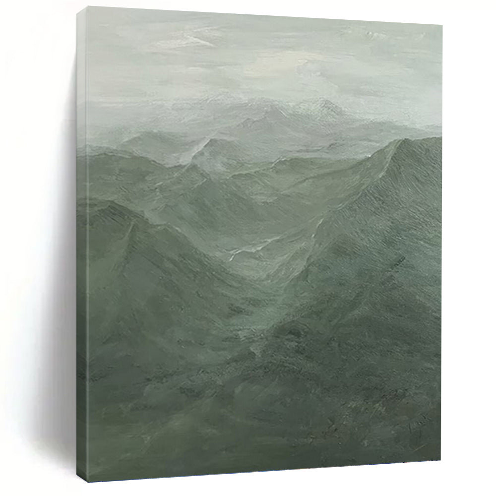 Misty Green Mountain Landscape - Landscape Painting On Canvas DKH1497