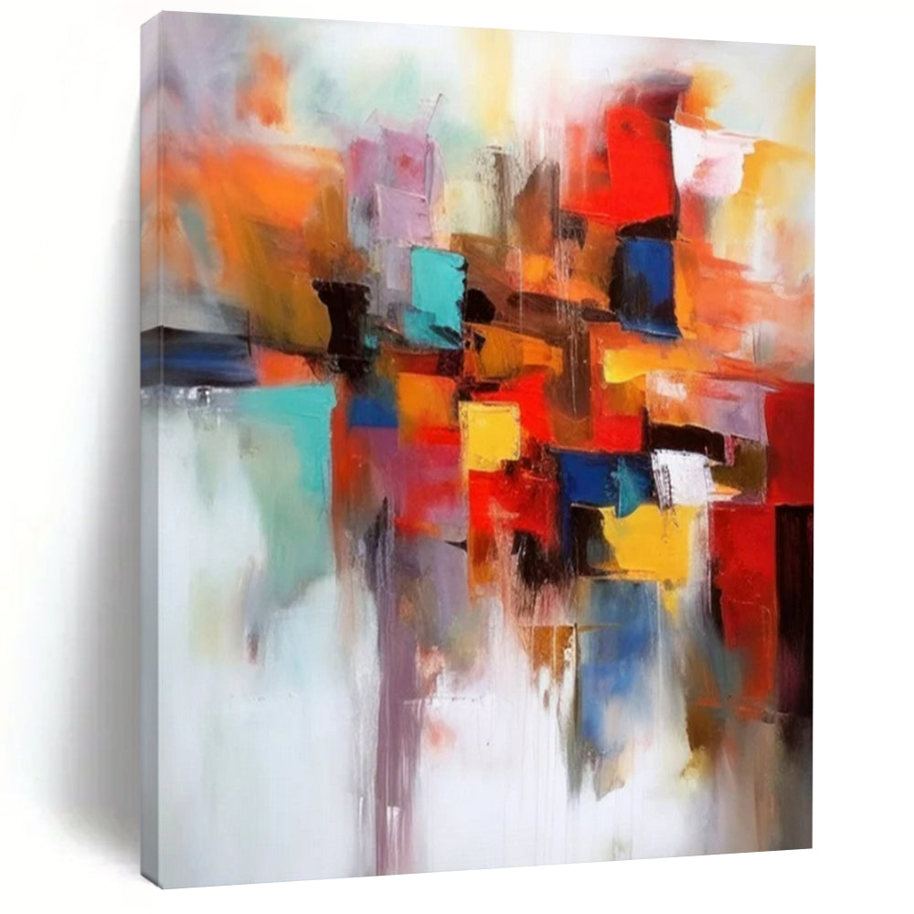 “Color - Blocked Abstract” ,Abstract Geometric Acrylic Art CT0925