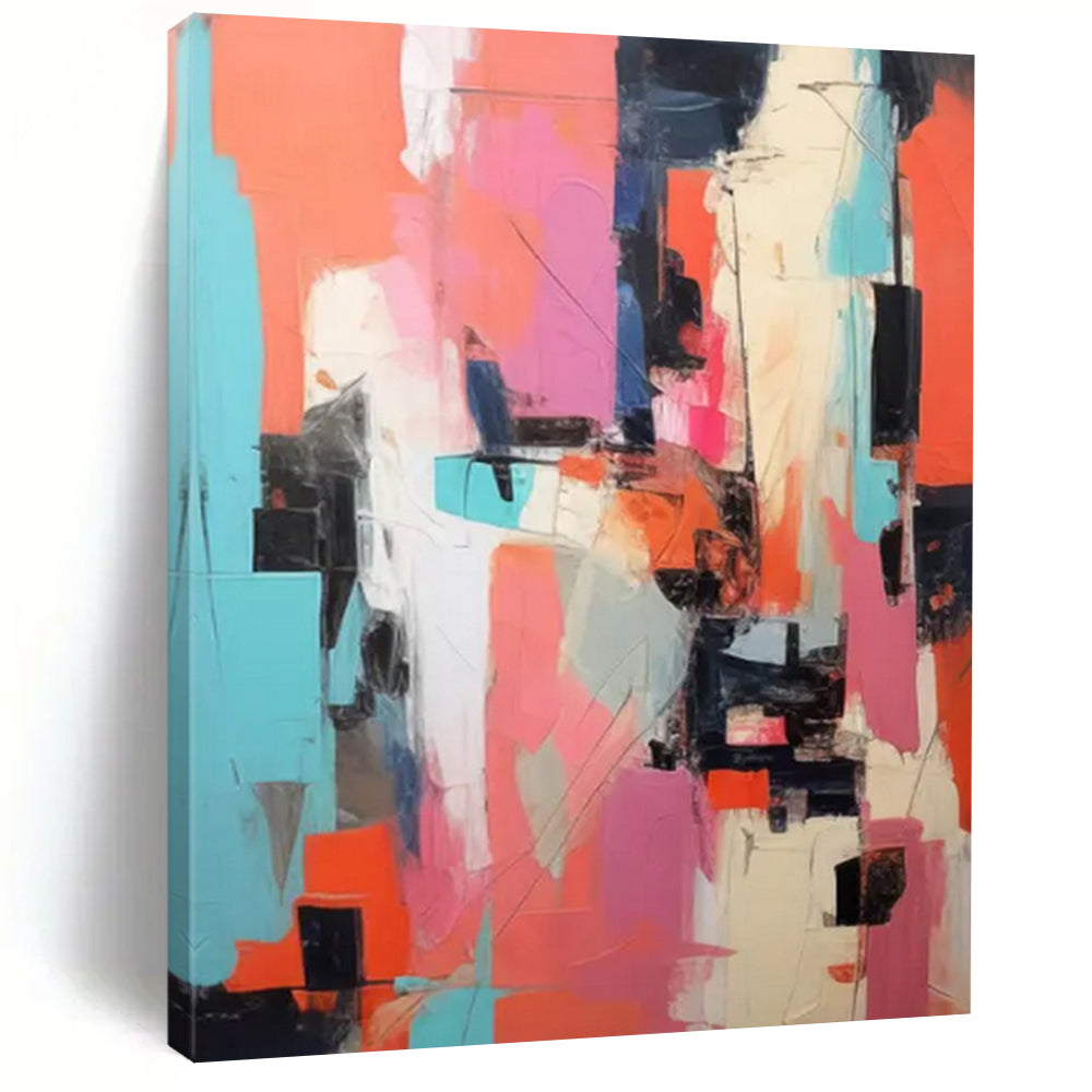 “Colorful Cubist Abstraction” - Cubist - Inspired Abstract Painting On Canvas DTP127