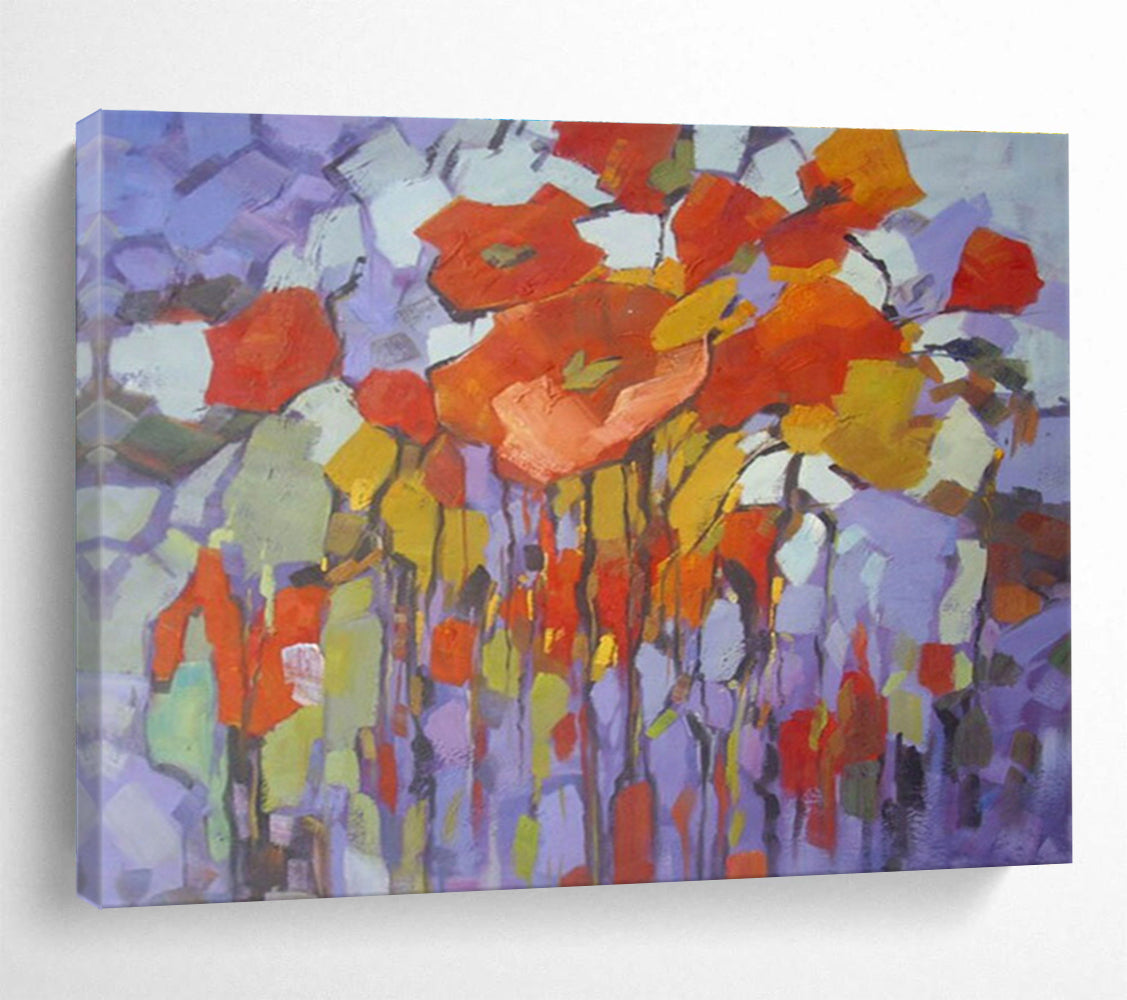“Colorful Poppy Abstraction” - Vibrant Botanical Painting On Canvas DKH853