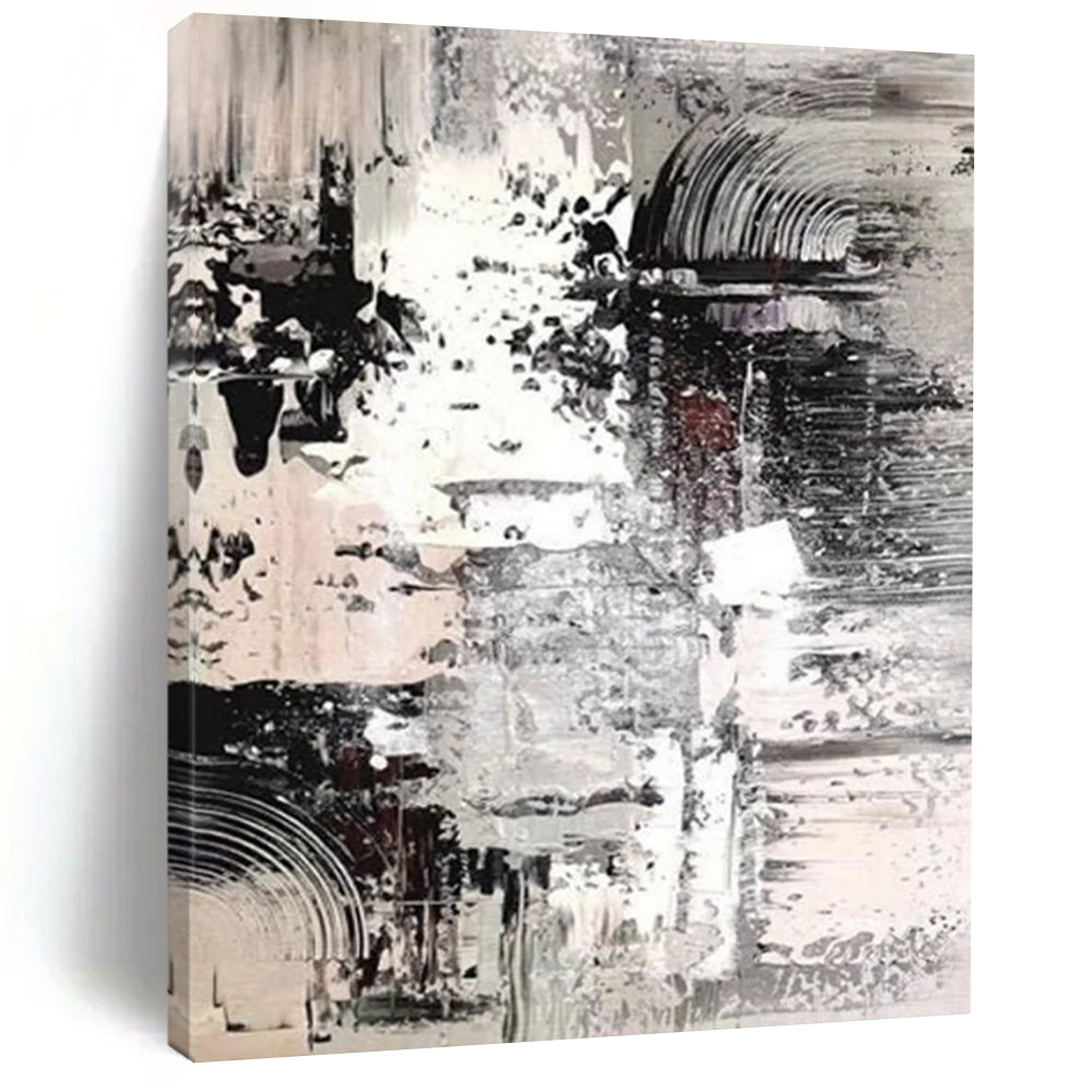 “Monochrome, Textured Layers ‘Gray Harmony’” - Abstract Impasto Painting On Canvas DTP392