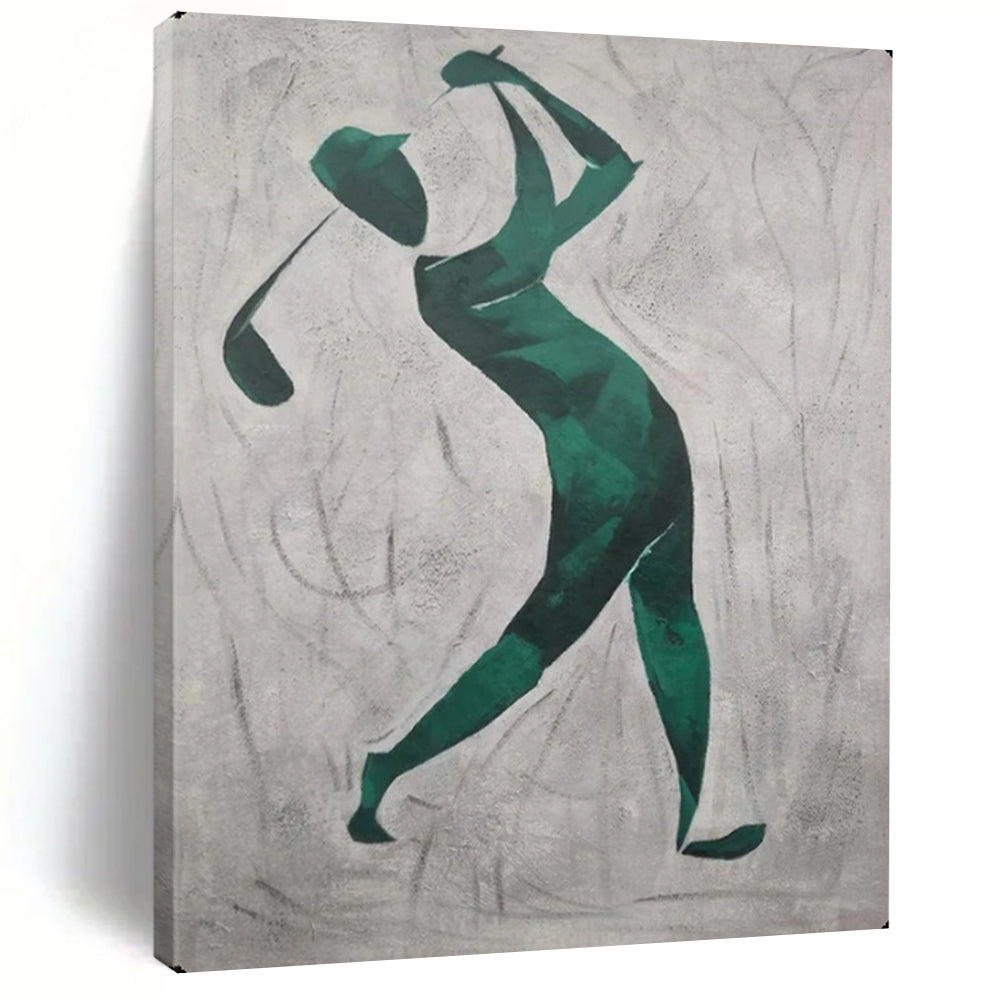 “Abstract Golfer Silhouette” – Minimalist Oil Painting On Canvas CT2162