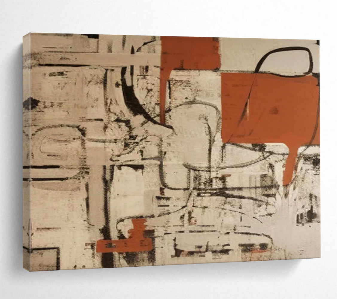 “Rustic Tones Abstract Forms” Abstract Painting On Canvas DLZ099