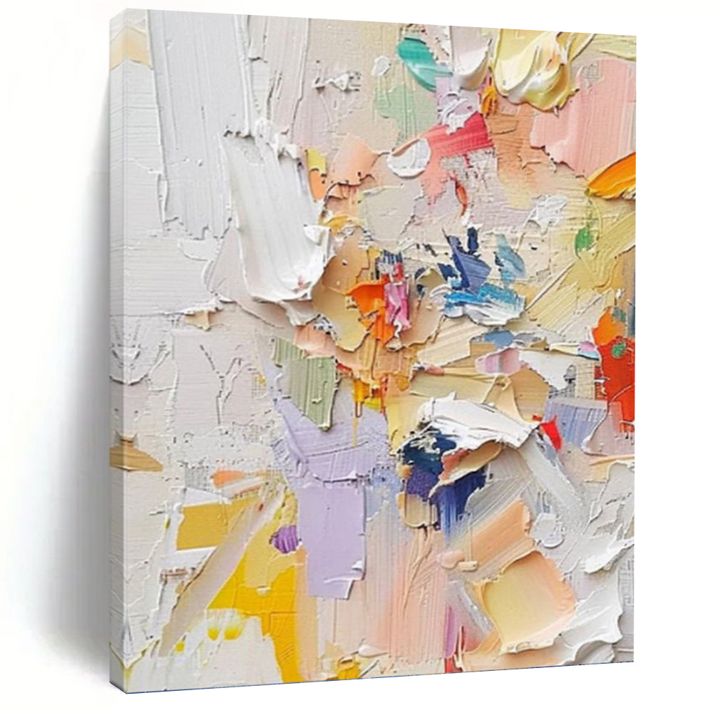 “Colorful Impasto Collage” - Multicolor Textured Painting On Canvas DKH0971