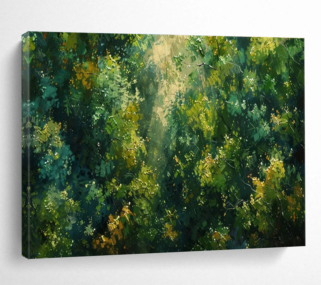 “Sunlit Forest Canopy” - Impressionistic Landscape Painting On Canvas DKH811