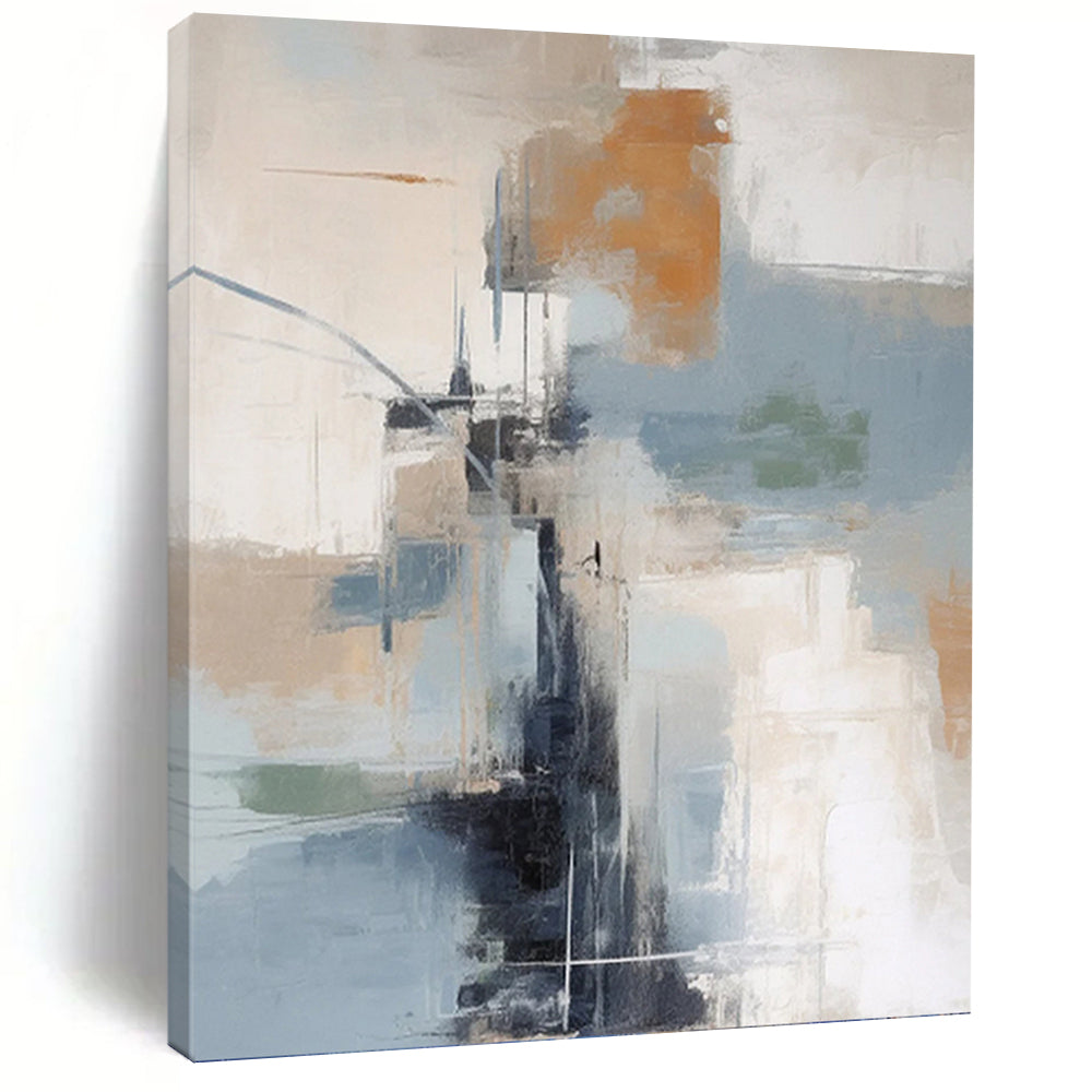 Color - Blocked Abstract City - Abstract Composition Painting On Canvas DKH1254