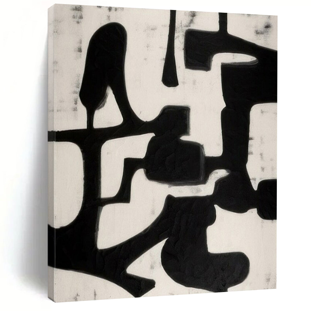 “Black - White Textured Forms” – Minimalist Abstract Art CT1036