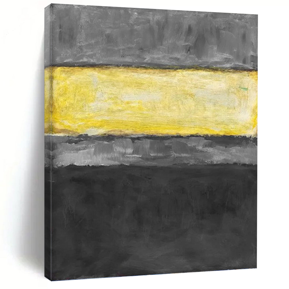 “Gray & Yellow Horizontal Stripes” - Abstract Color - Field Painting On Canvas DKH1625