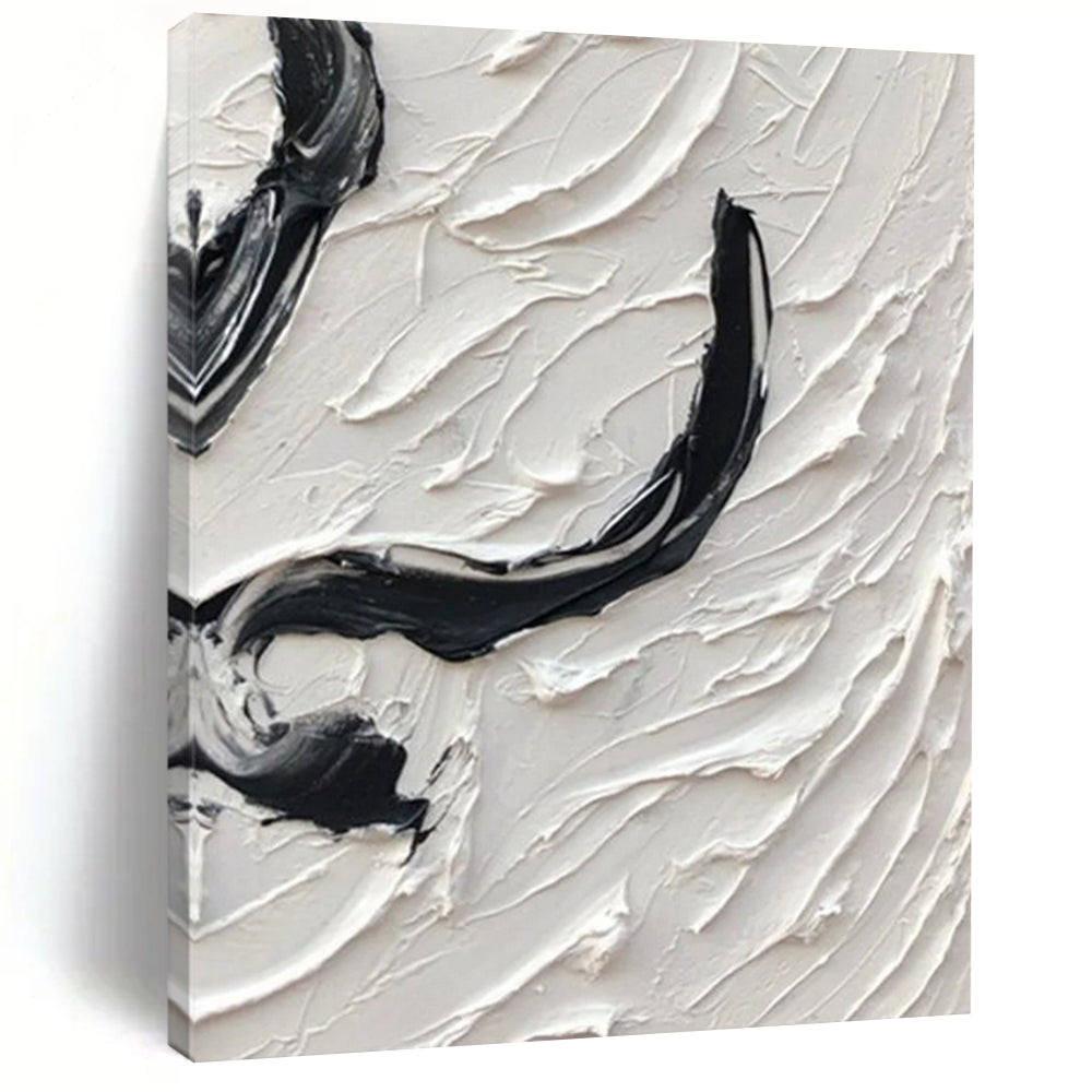 “Black, White Swirl ‘Expressive Whirl’” - Abstract Impasto Painting On Canvas DTP400