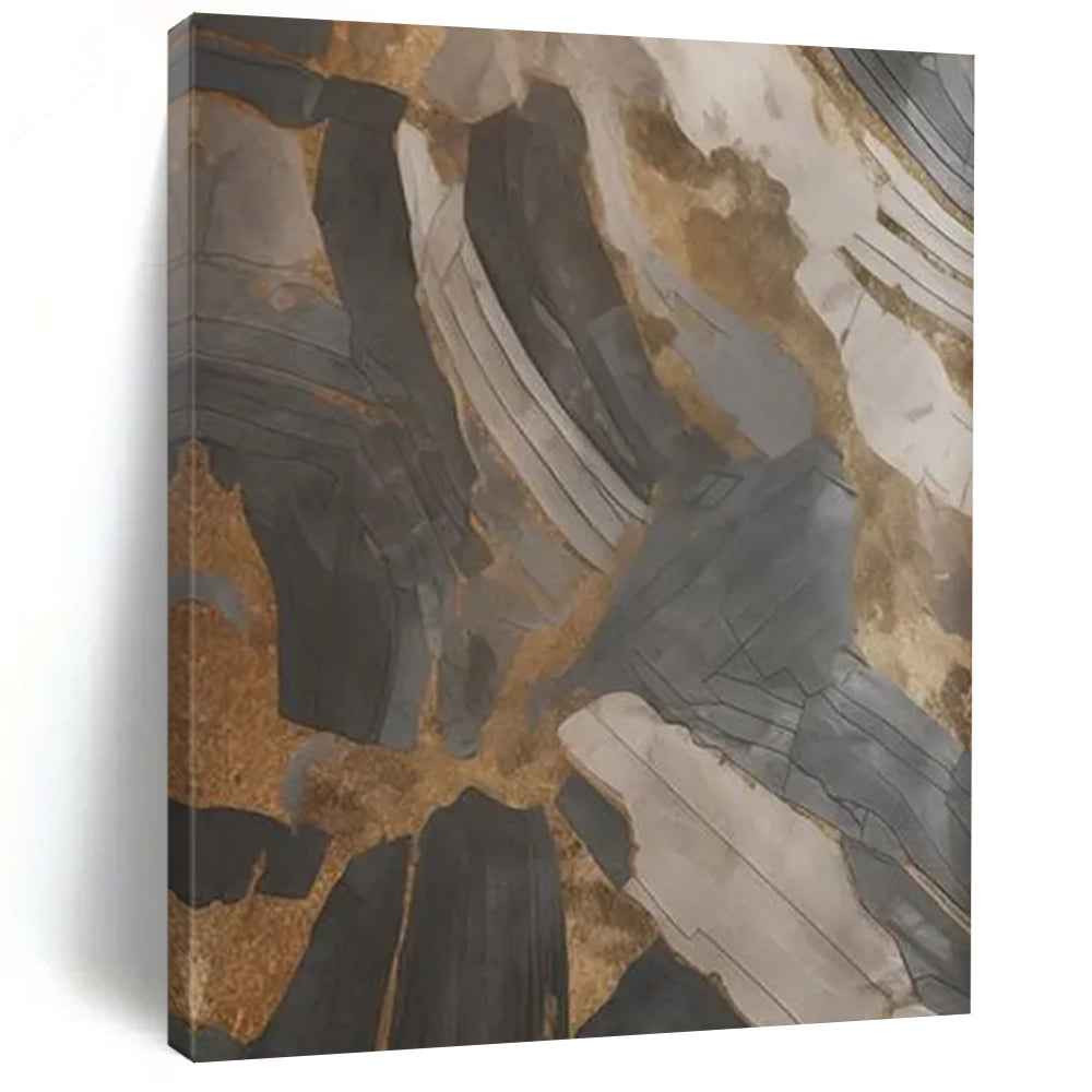 “Black - Gold Textured Abstraction” - Textured Abstract Painting On Canvas DTP137