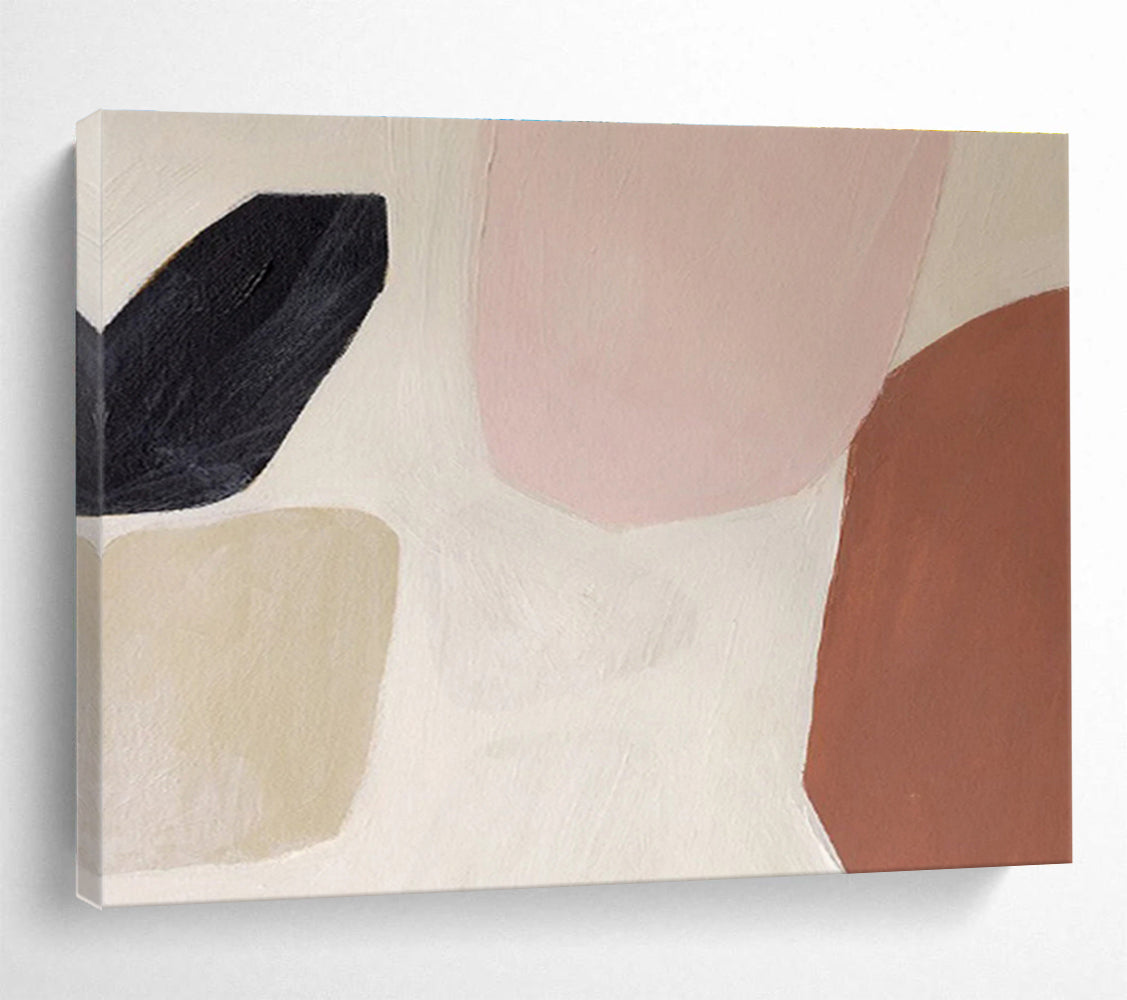 Muted Urban Abstract in Gray, Pink, and Teal, Minimalist Cityscape Painting On Canvas DKH578