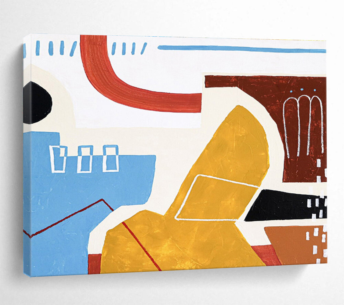 “Geometric Color Block Play” Abstract Acrylic Painting On Canvas DKH566
