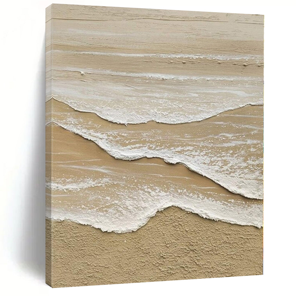 “Textured Sandy Shore Waves” – Impasto Seascape Painting CT1088
