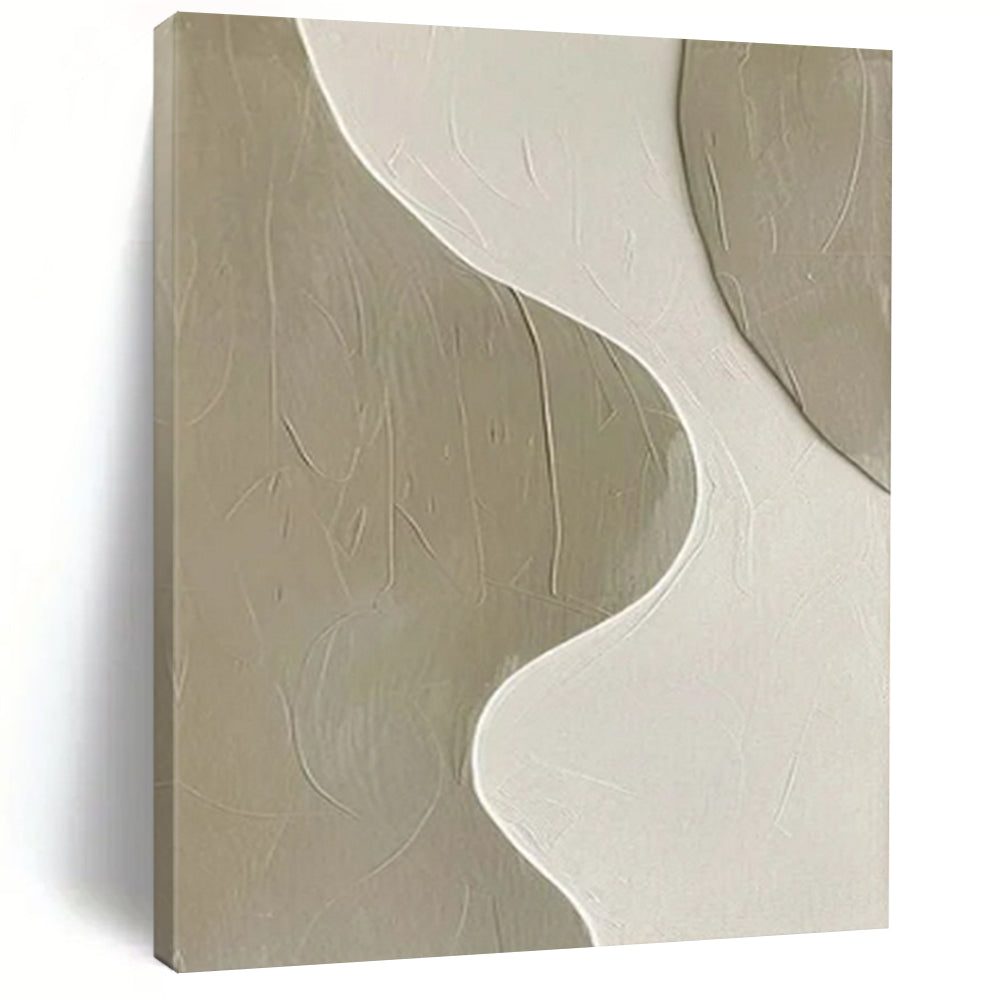 “Textured Beige & White Abstract” - Abstract Painting On Canvas CT2340