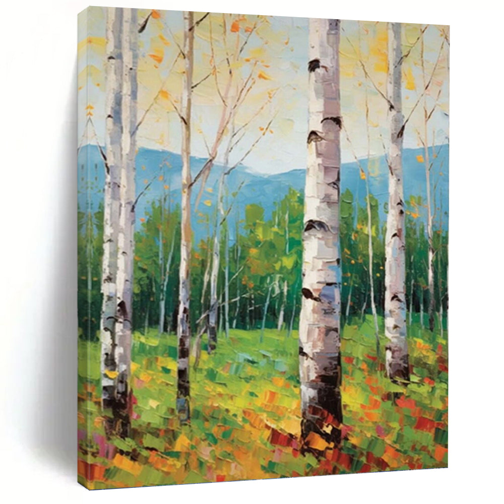 “Aspen Grove in Autumn” - Impressionistic Landscape Painting On Canvas DKH1059