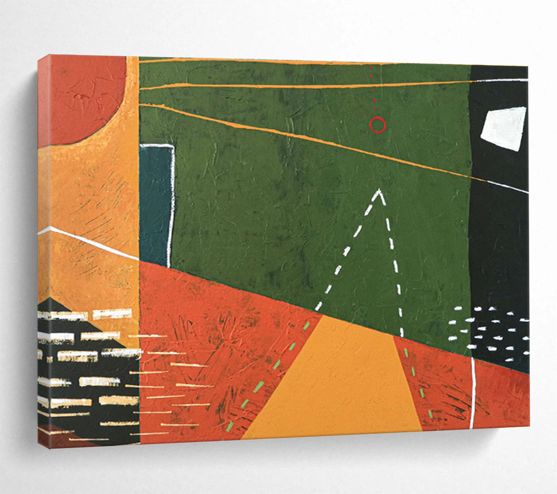 “Colorful Geometric Pathways” Abstract Acrylic Painting On Canvas DKH558