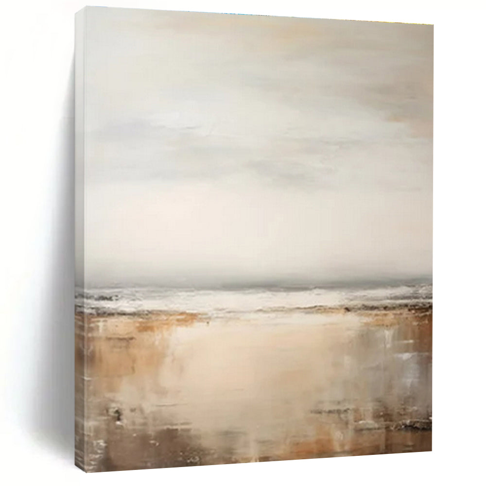 “Beige - Gray Abstract Horizons” ,Abstract Landscape Painting CT0842