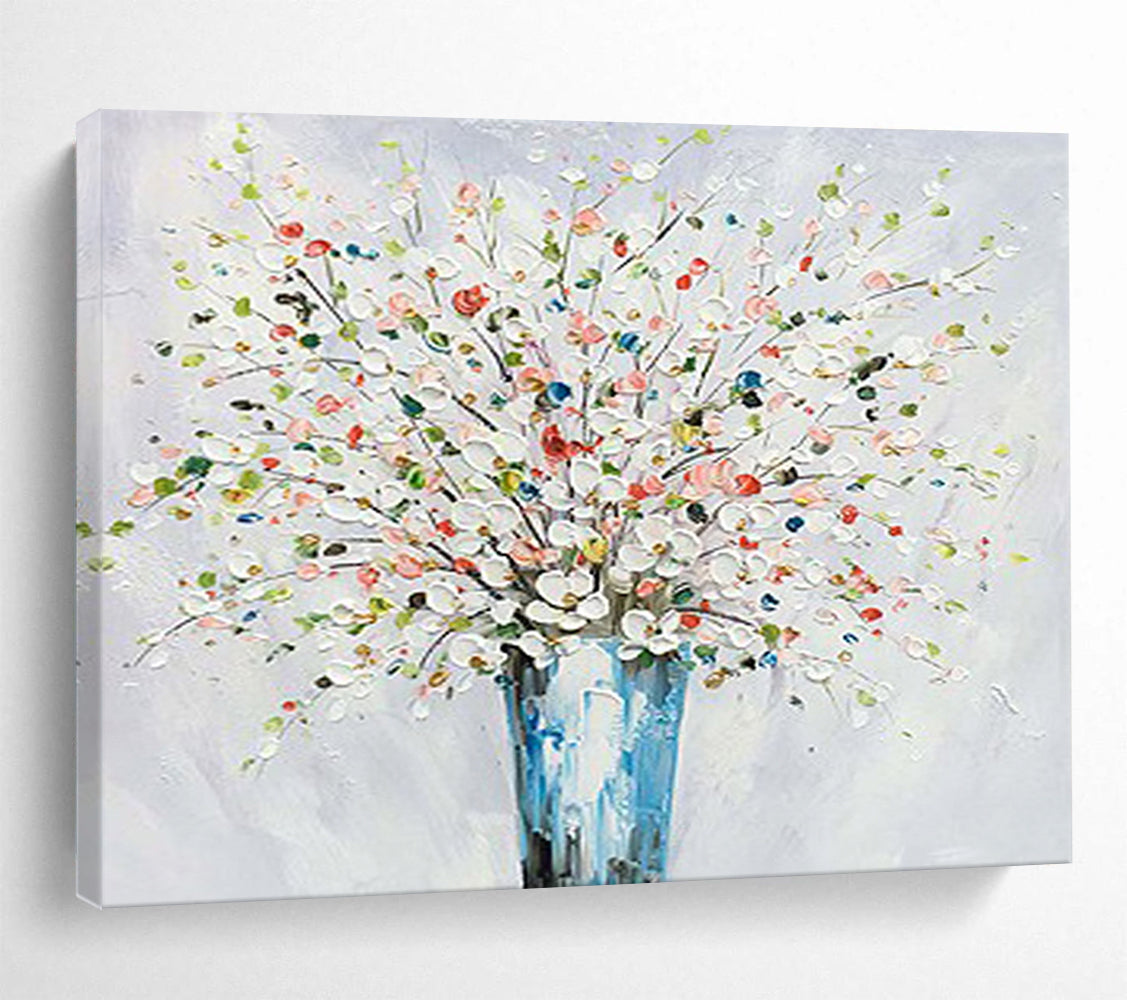 Colorful Flower Bouquet - Impasto Floral Painting On Canvas DLZ220