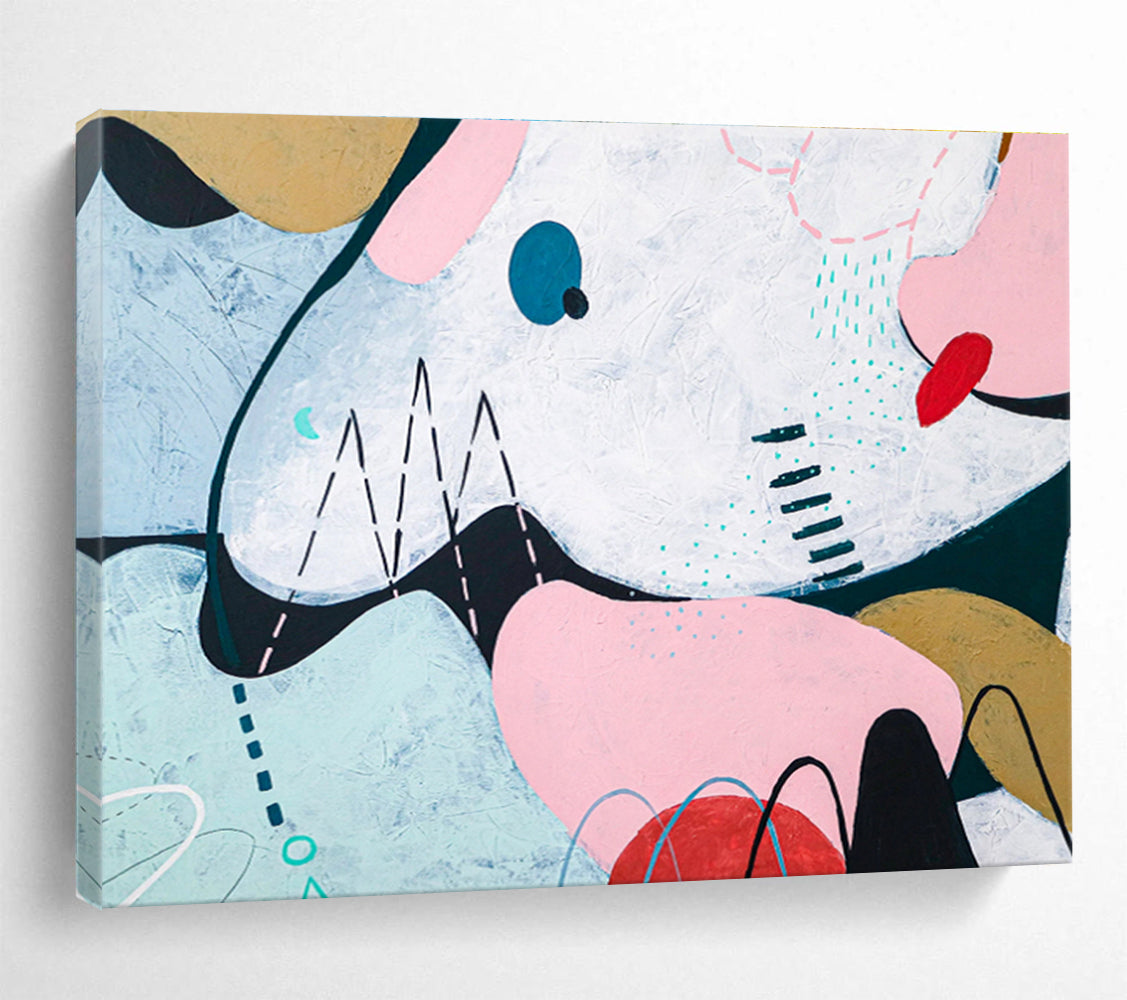 “Colorful Geometric Whimsy” Abstract Acrylic Painting On Canvas DKH550