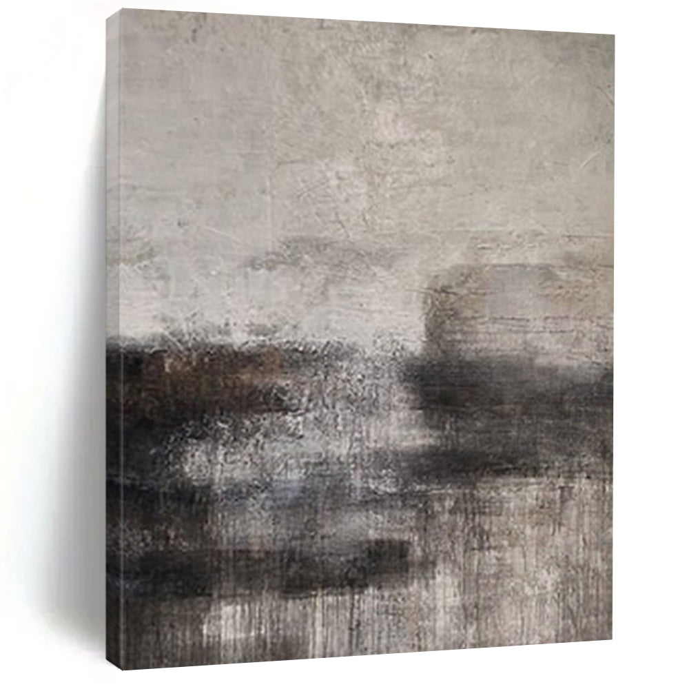 “Gray - Black Textured Horizons” – Abstract Textured Landscape Art CT0982