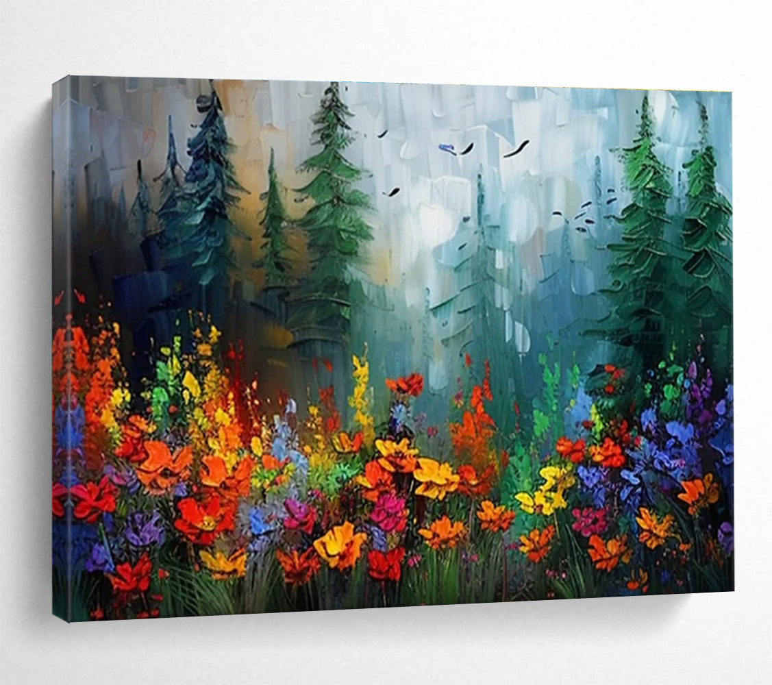 “Rainbow Forest Wildflowers” - Enchanting Landscape Painting On Canvas DKH839