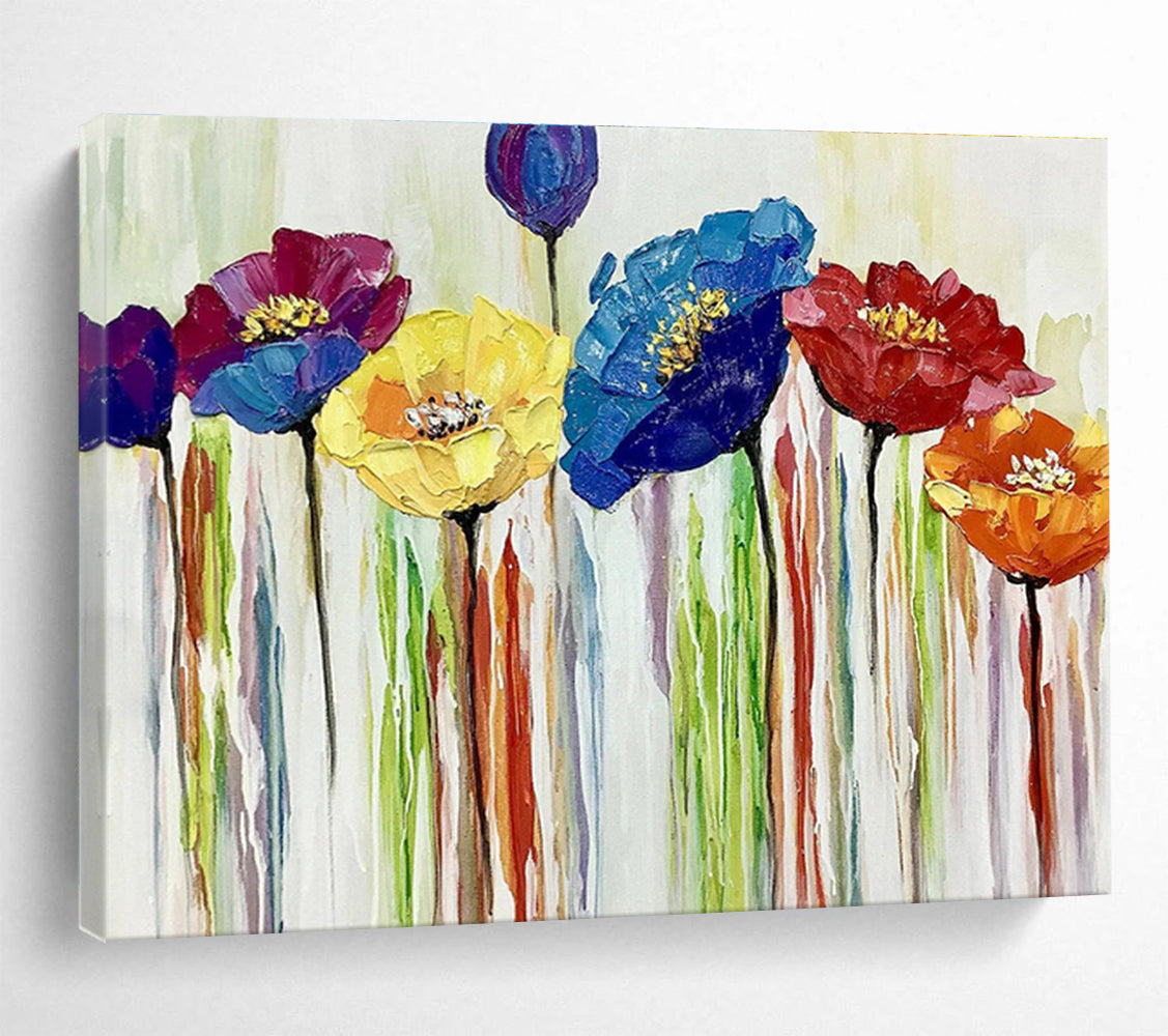 “Colorful Impasto Flowers” - Vibrant Floral Painting On Canvas DKH783