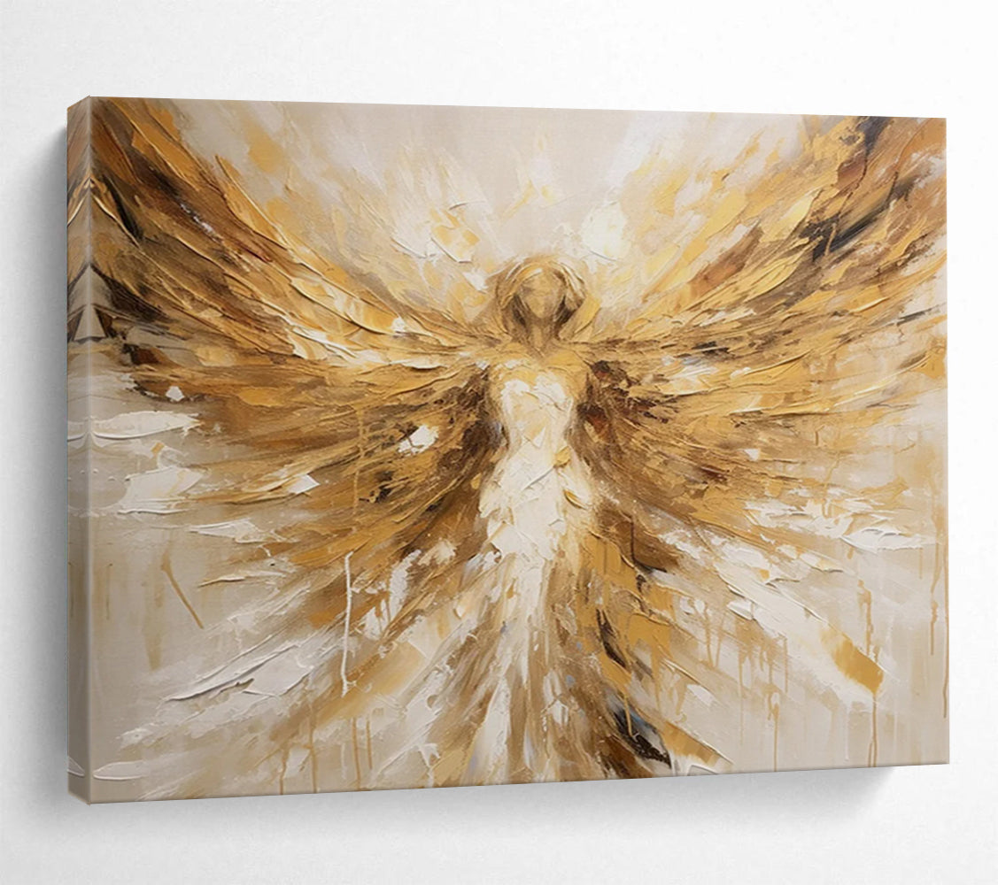 “Golden Winged Angel” Impasto Spiritual Painting On Canvas DLZ082