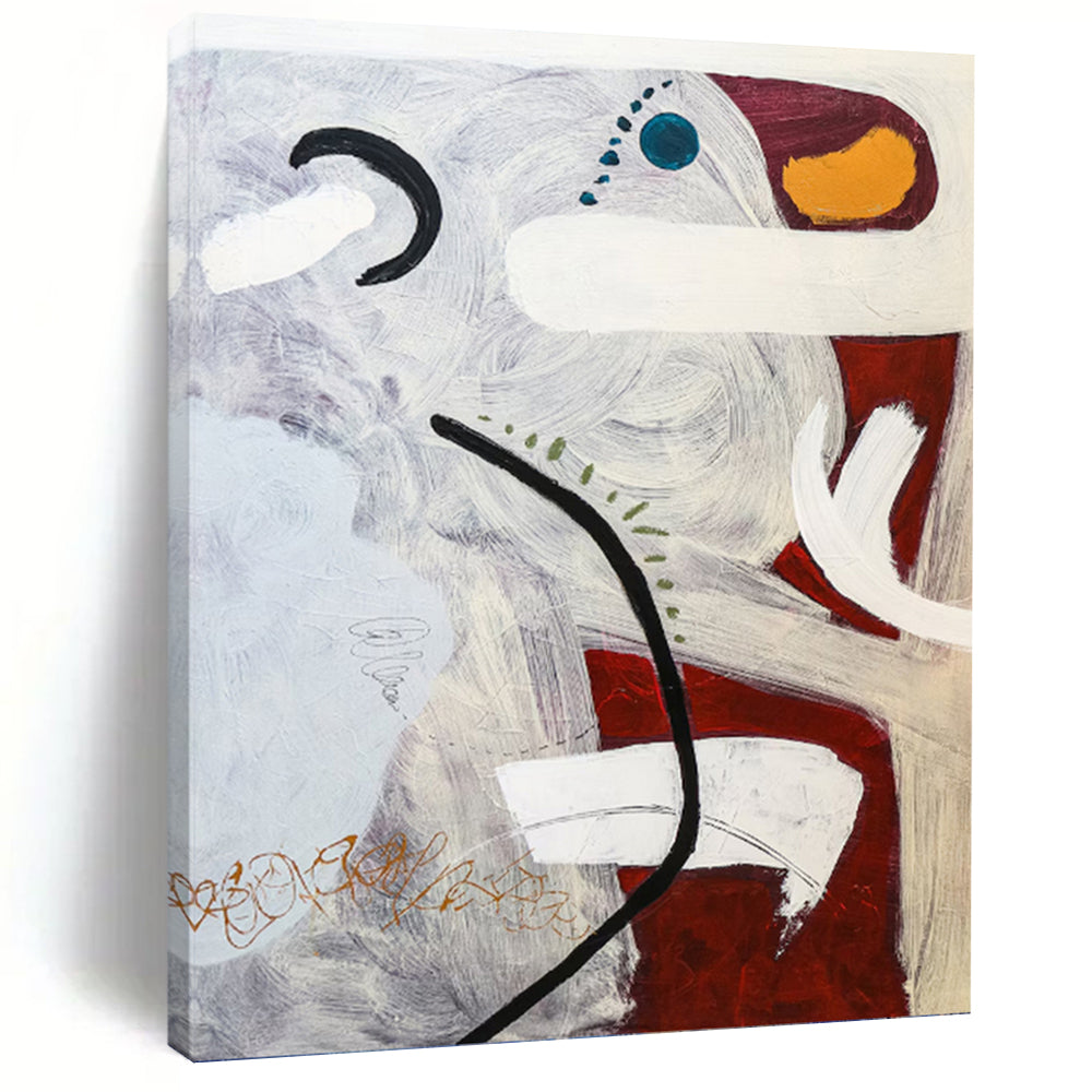 “Colorful Abstract Shapes on Light Background” - Playful Abstract Painting On Canvas DKH1091
