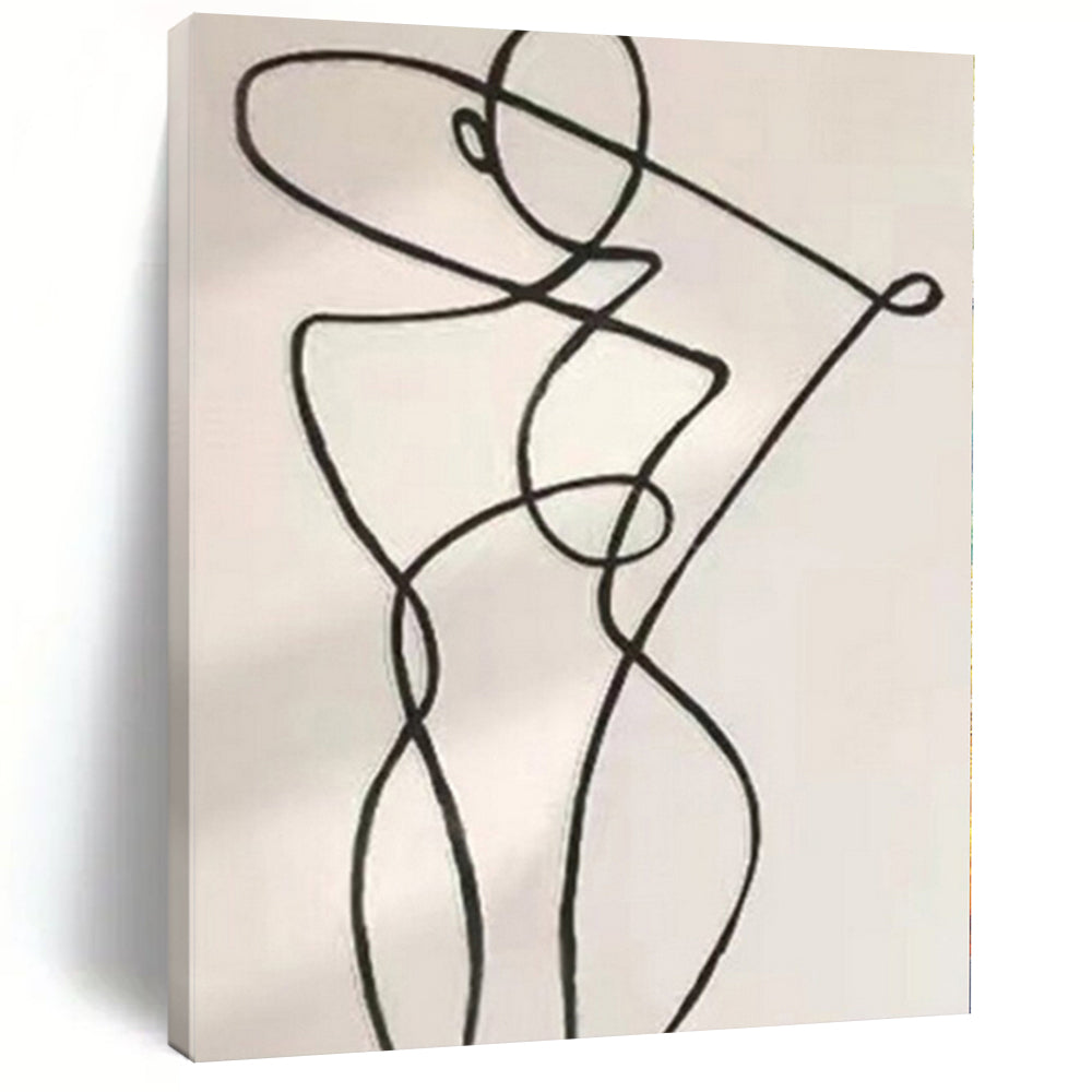 “Black Line Abstract Figure” – Linear Abstract Art CT1148