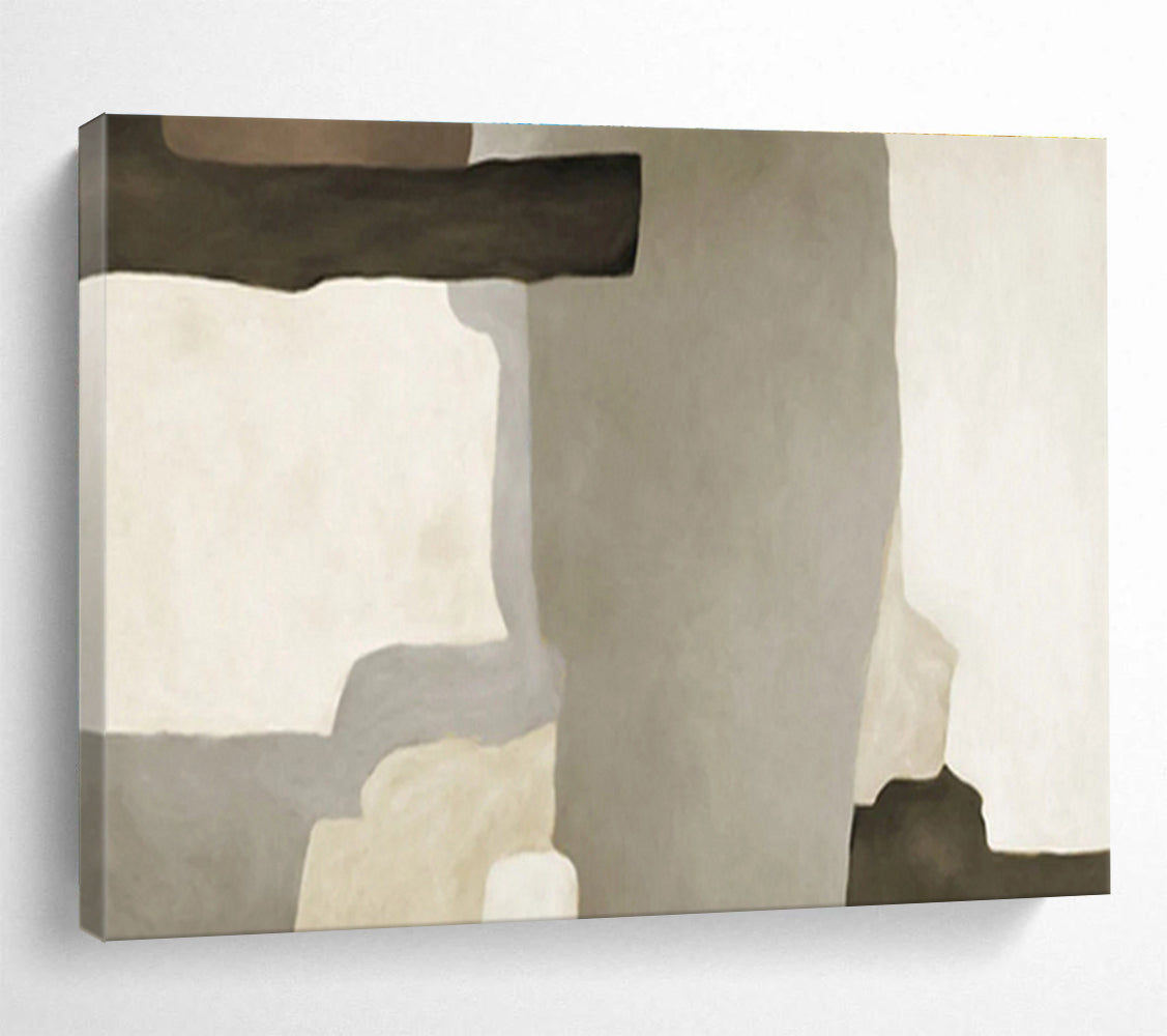 Neutral Geometric Forms - Minimalist Abstract Painting On Canvas DKH607