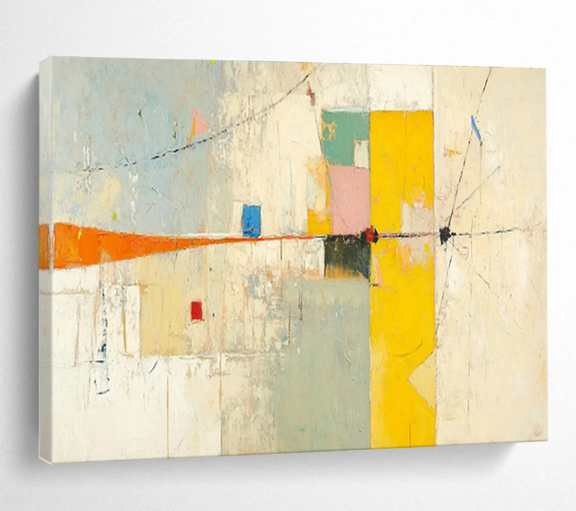 Colorful Abstract Composition - Abstract Cubist - Inspired Painting On Canvas DKH614