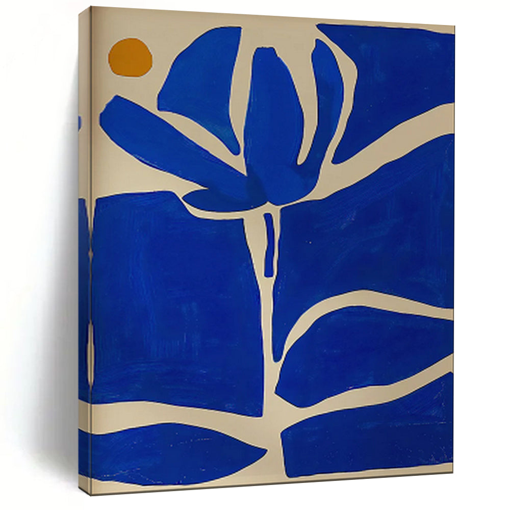 Blue, White, Yellow Circle - "Blue Blossom" - Matisse - style Cut - out Art CT1834