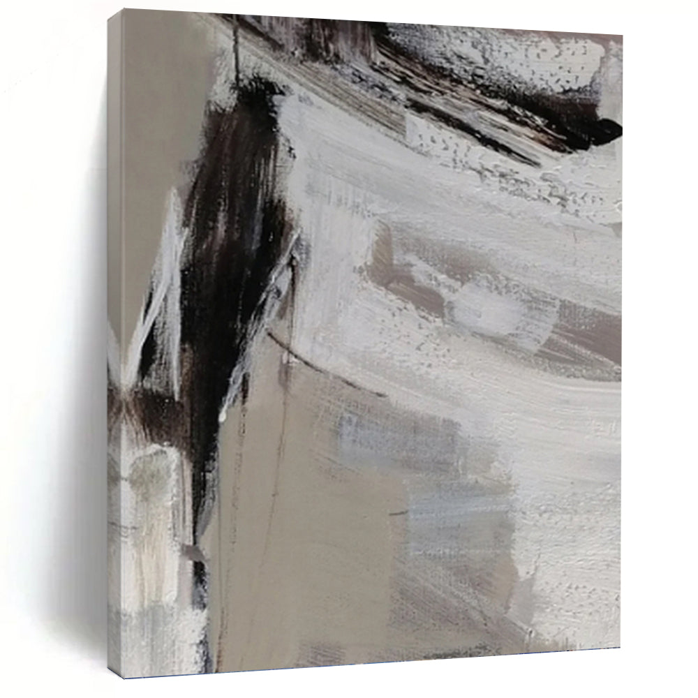 Gray - White Textured Abstraction - Abstract Impasto Painting On Canvas DKH1304