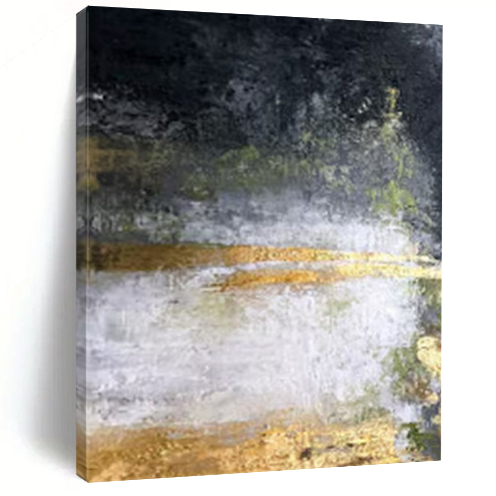 “Black, Gold, Green Mystic Realm” – Dark - Toned Abstract Art CT1008