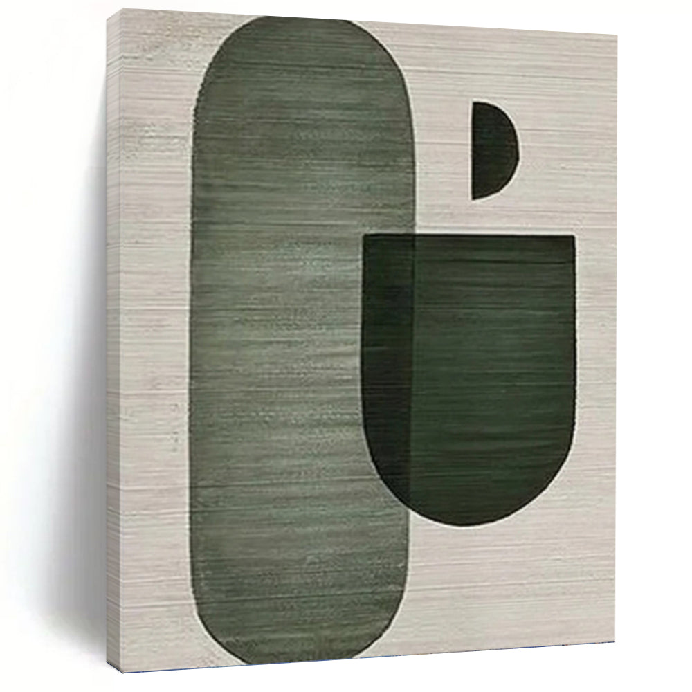 “Green Geometric Variation - Dynamic Shapes” Painting On Canvas DKH1132