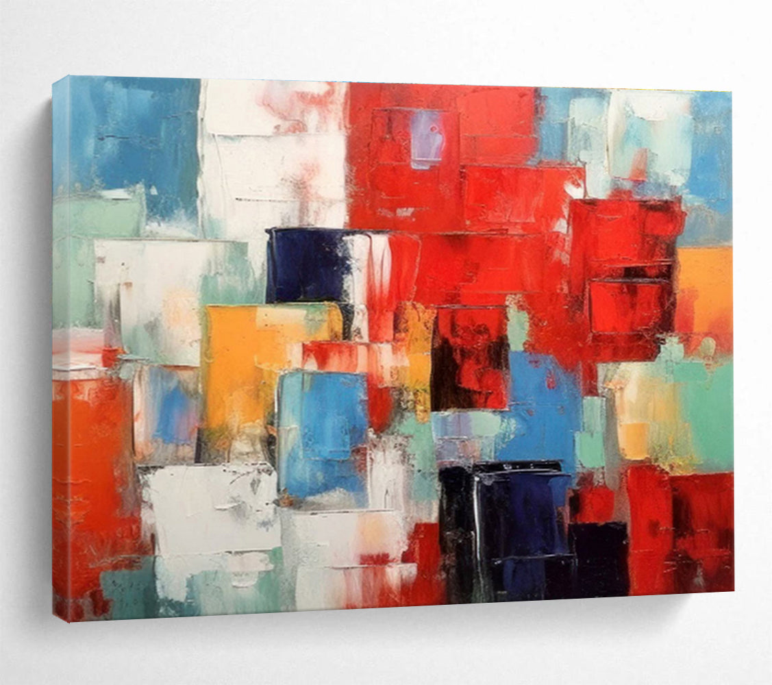 Colorful Cubist Abstract Painting On Canvas DKH277