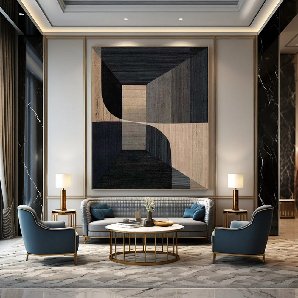 “Brown and Black Geometric Depths” Architectural Acrylic Art CT0151