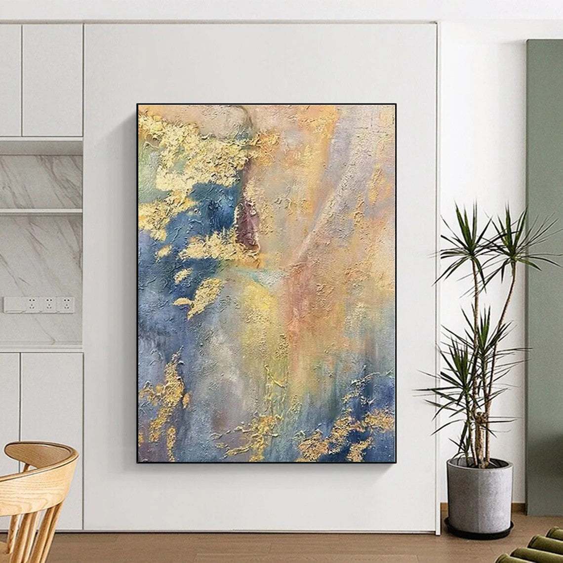 “Gold - Speckled Colorful Abstract”,Abstract Expressionist Acrylic Painting CT0582
