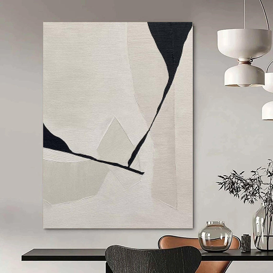 “Neutral Tones with Black Accents” Layered Collage Art CT0147